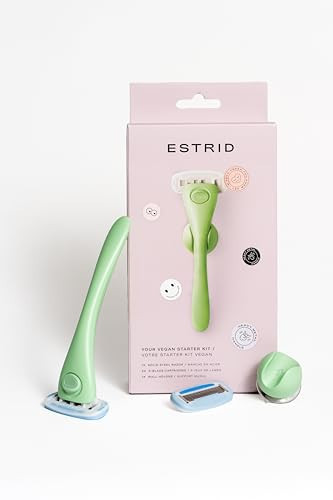 Estrid Starter Kit - Steel Razor + 2 * 5 blade Refill + Wall holder Razor for Body, Vegan, For sensitive skin, 2 refill cartridges (Matcha) | Amazon (UK)