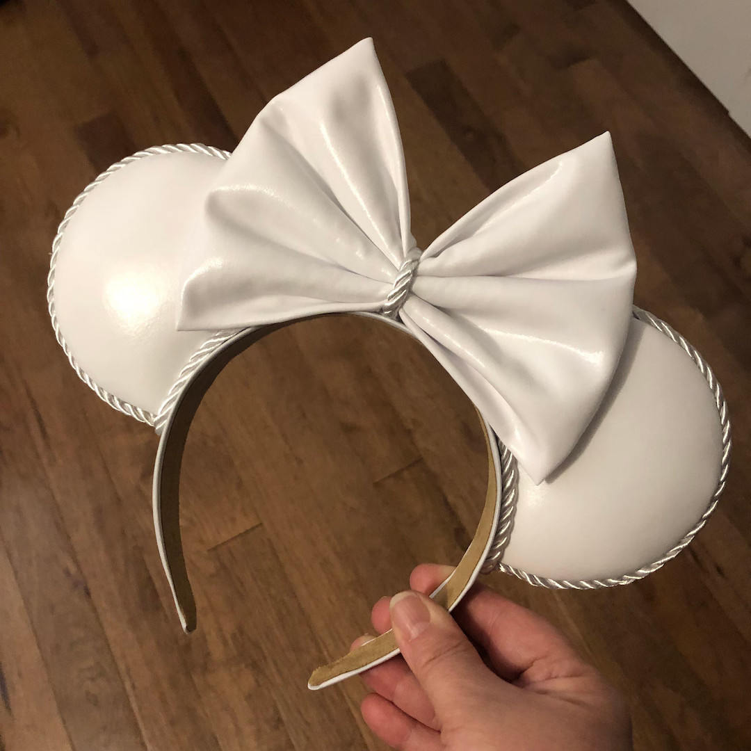White Mickey Ears White Minnie Ears Faux Leather Ears for Disney Trip Gift for Disney Lover - Ets... | Etsy (US)