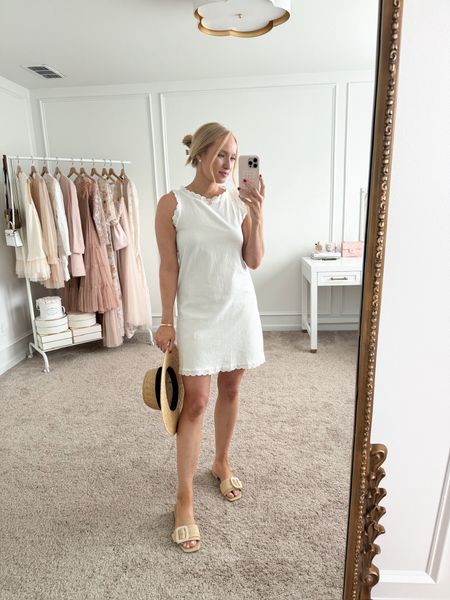 Cutest spring dress from Amazon. I paired this white dress with my favorite hat and sandals from Nordstrom. This would be perfect for a casual lunch with friends  

#LTKstyletip #LTKSeasonal #LTKfindsunder50