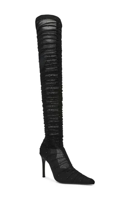 Steve Madden Rashida Sheer Mesh Over the Knee Boot in Black Mesh at Nordstrom, Size 6 | Nordstrom