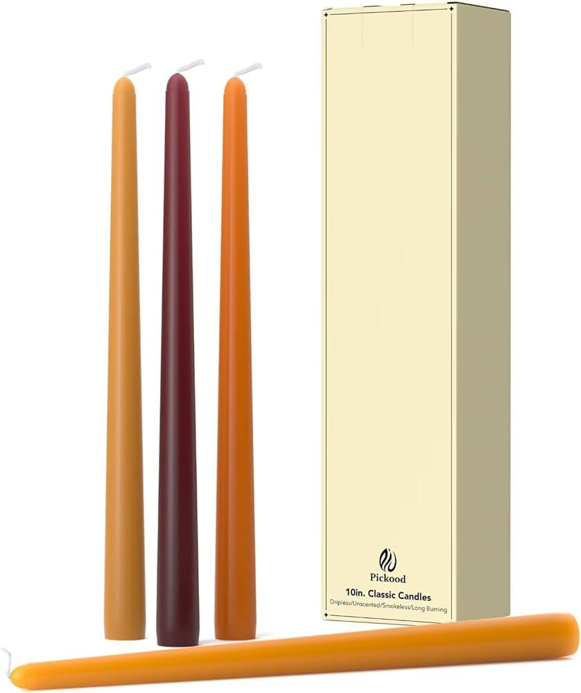 10-Inch Tall Dripless Taper Candles Set of 4 - Fall Tapered Candles, Perfect for Halloween,Fall -... | Amazon (US)