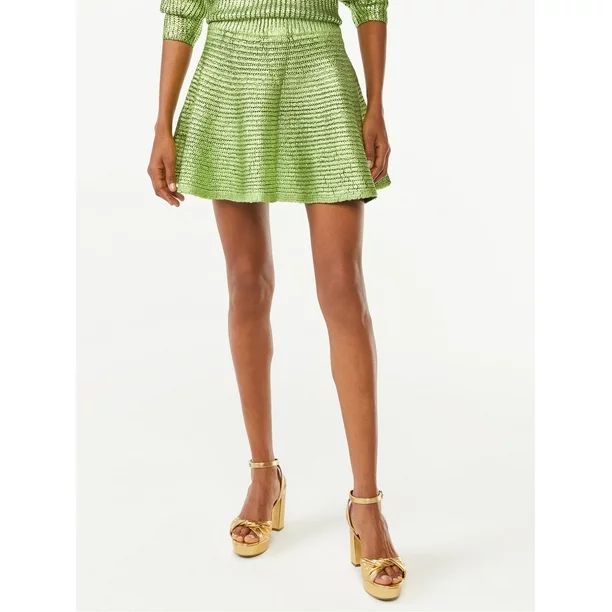 Scoop Women's Metallic Foil Mini Skirt - Walmart.com | Walmart (US)