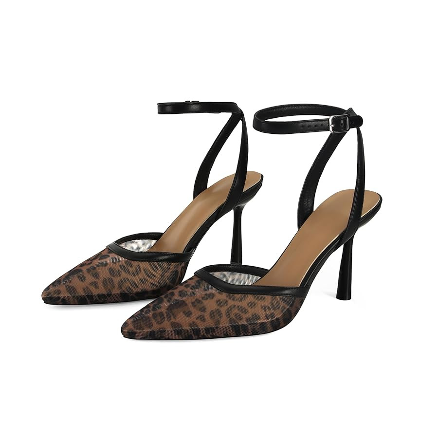 Closed Toe Mesh Heels for Women Pointed Toe Ankle Strap Stiletto Heeled Sandals Wedding Evening D... | Amazon (US)