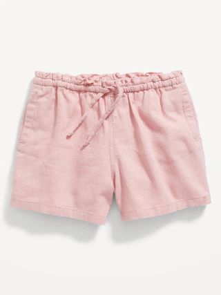 Functional Drawstring Linen-Blend Pull-On Shorts for Toddler Girls | Old Navy (US)
