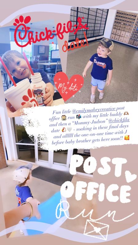 Fun little @emilymabrycreative post office 🏤 run 📬 with my little buddy 🫶🏽 and then a “Mommy-Judson” @chickfila date 🐔🤍 - soaking in these final days and allllll the one-on-one time with J before baby brother gets here soon!!🤰🥰

#LTKFamily #LTKHome