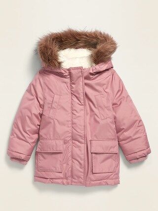 Water-Resistant Faux-Fur-Trim Hooded Parka for Toddler Girls | Old Navy (US)