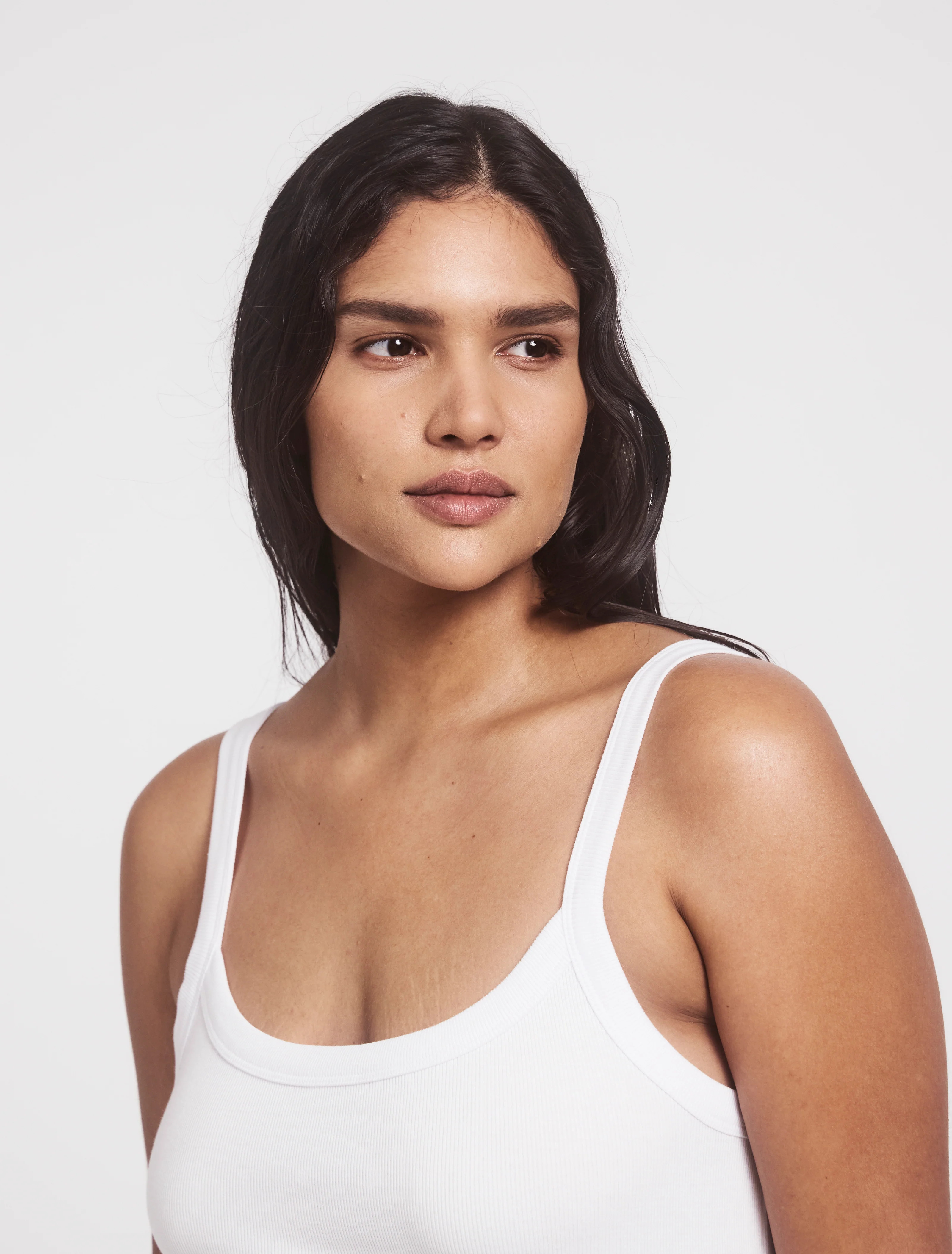 Classic Rib Cami Top in White | NinetyPercent