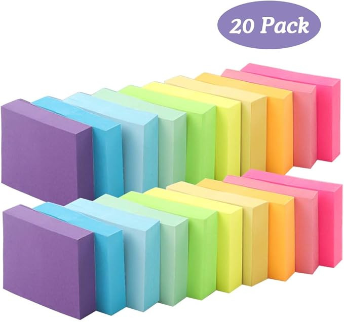 Cocoboo 20 Pads Mini Sticky Notes, 10 Colors, 1.5 x 2 Inches Small Self-Stick Notes, 100 Sheets p... | Amazon (US)