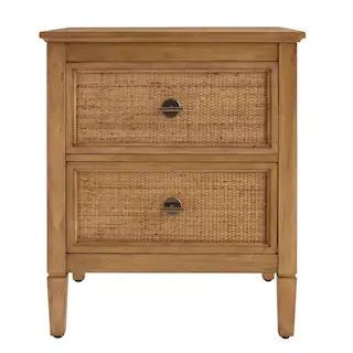 Home Decorators Collection Marsden Patina Wood Finish 2-Drawer Cane Nightstand 13966 - The Home D... | The Home Depot