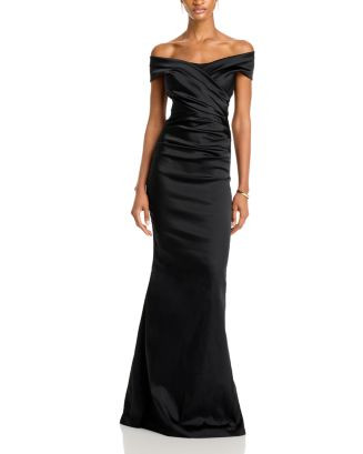 Satin Stretch Off The Shoulder Gown | Bloomingdale's (US)