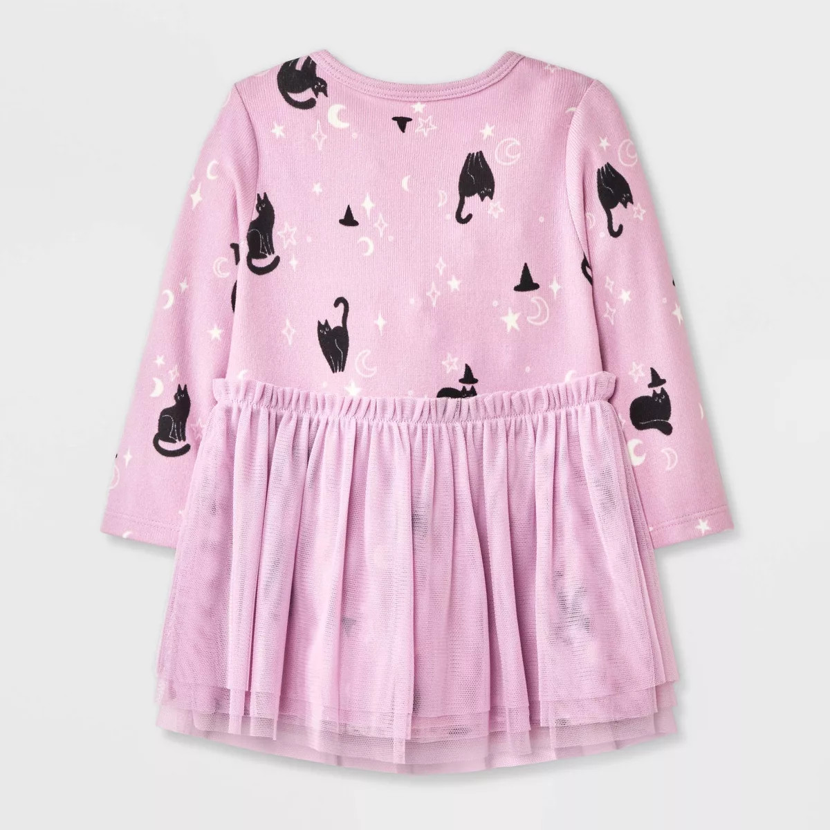 Baby Girls' Halloween Cat Witch Long Sleeve Tulle Dress - Cat & Jack™ Purple 24M | Target