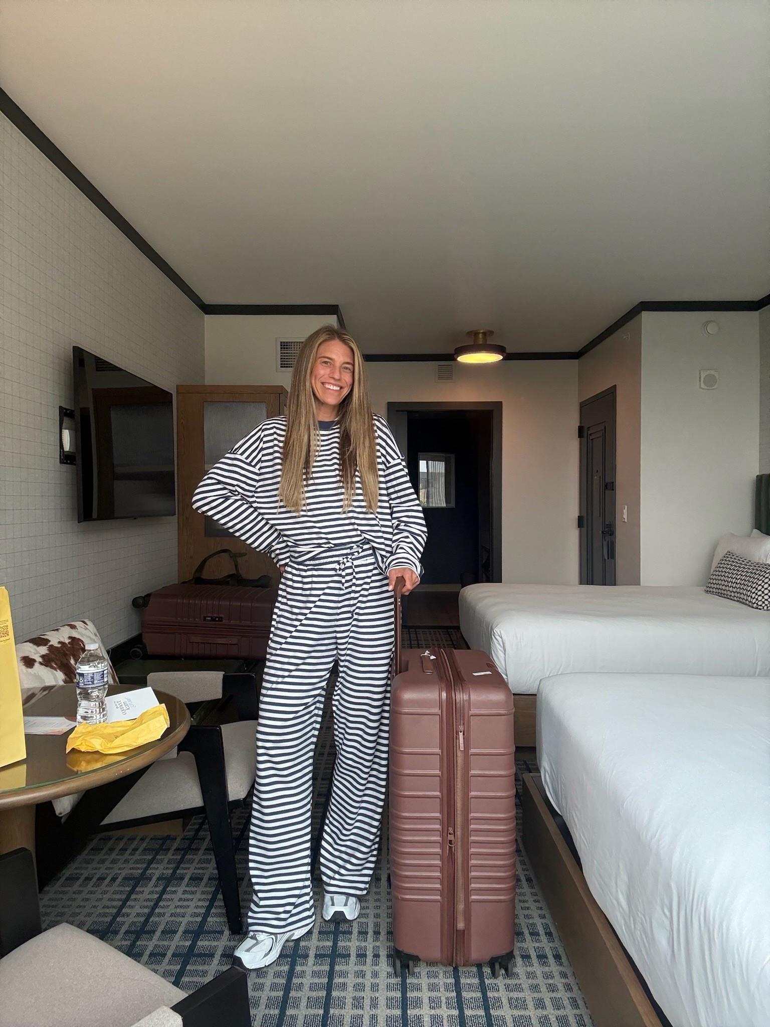 LTKCON bound ✈️ The comfiest striped travel set that still feels put together! Wearing a medium

#LTKTravel #LTKCon #LTKootd