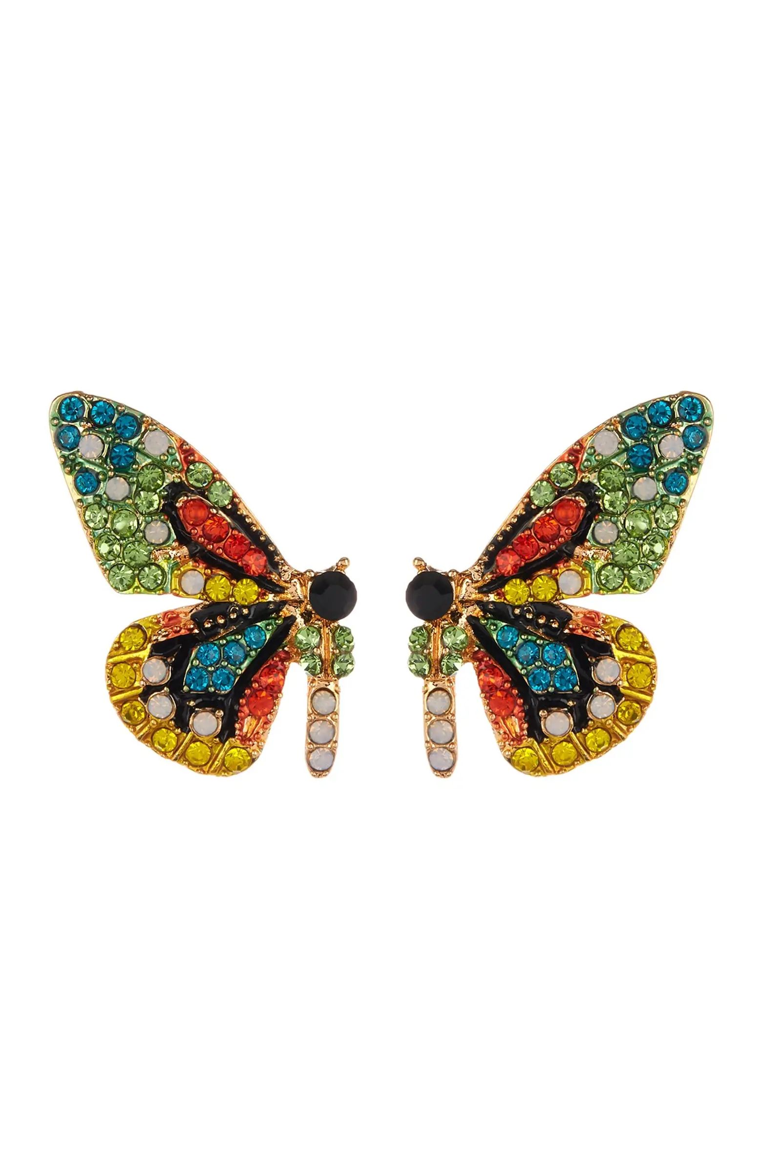 Flutter Green Crystal Butterfly Earrings | Nordstrom Rack