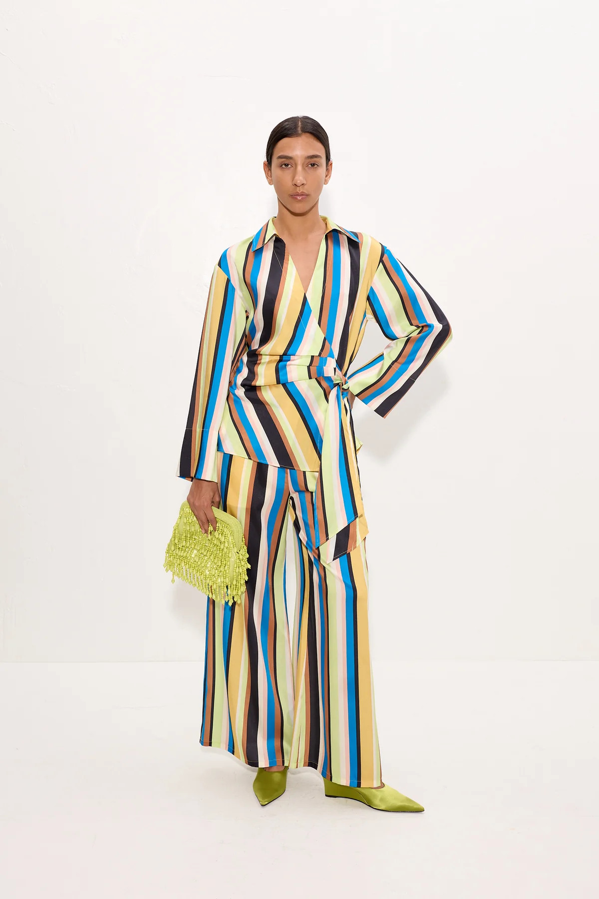 Nella Wide Leg Pant In Ocean Stripe | Simon Miller