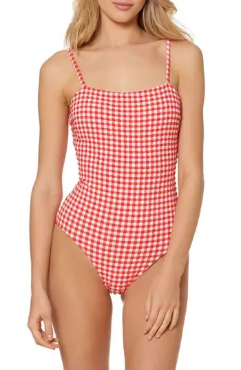 Women's Red Carter Gingham One-Piece Swimsuit, Size X-Small - Red | Nordstrom