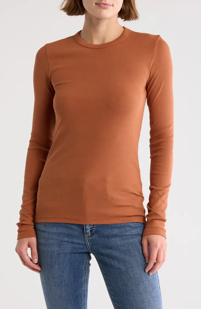 Everyday Stretch Pima Cotton Ribbed T-Shirt | Nordstrom Rack