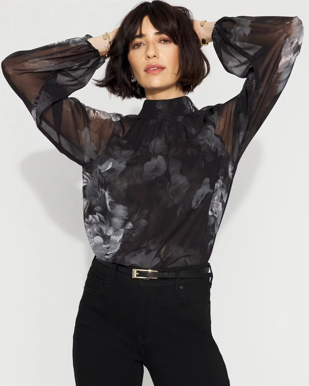 Mock Neck Raglan Sleeve Blouse | White House Black Market