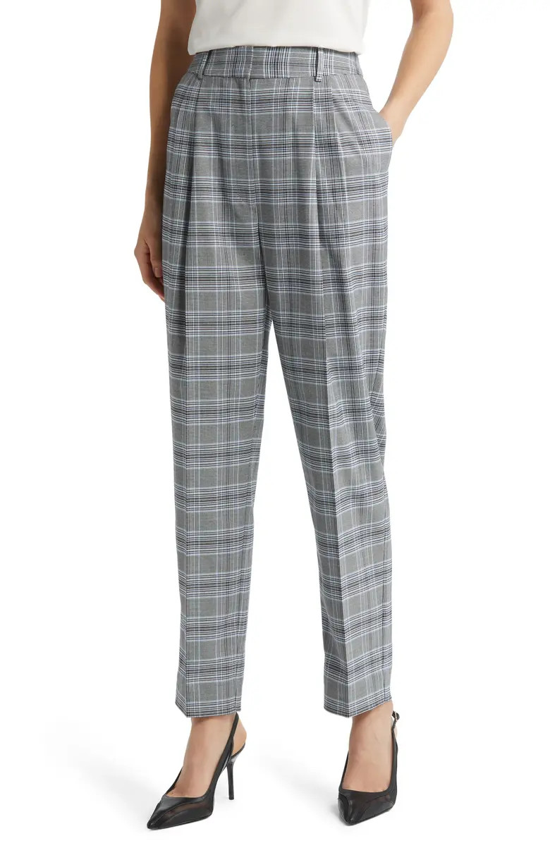 Glen Plaid High Waist Pleat Front Pants | Nordstrom