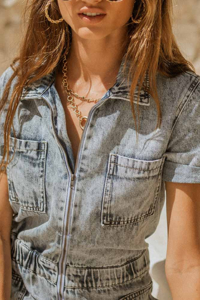 Kancan Sussan Denim Romper - böhme | Böhme US