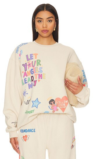 The Mayfair Group Angels All Around You Crewneck in Cream. - size S/M | Revolve Clothing (Global)