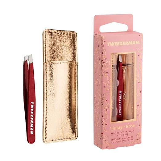 Tweezerman Vintage Rose Mini Slant Tweezer with Case - Eyebrow Tweezers for Women and Men | Amazon (US)