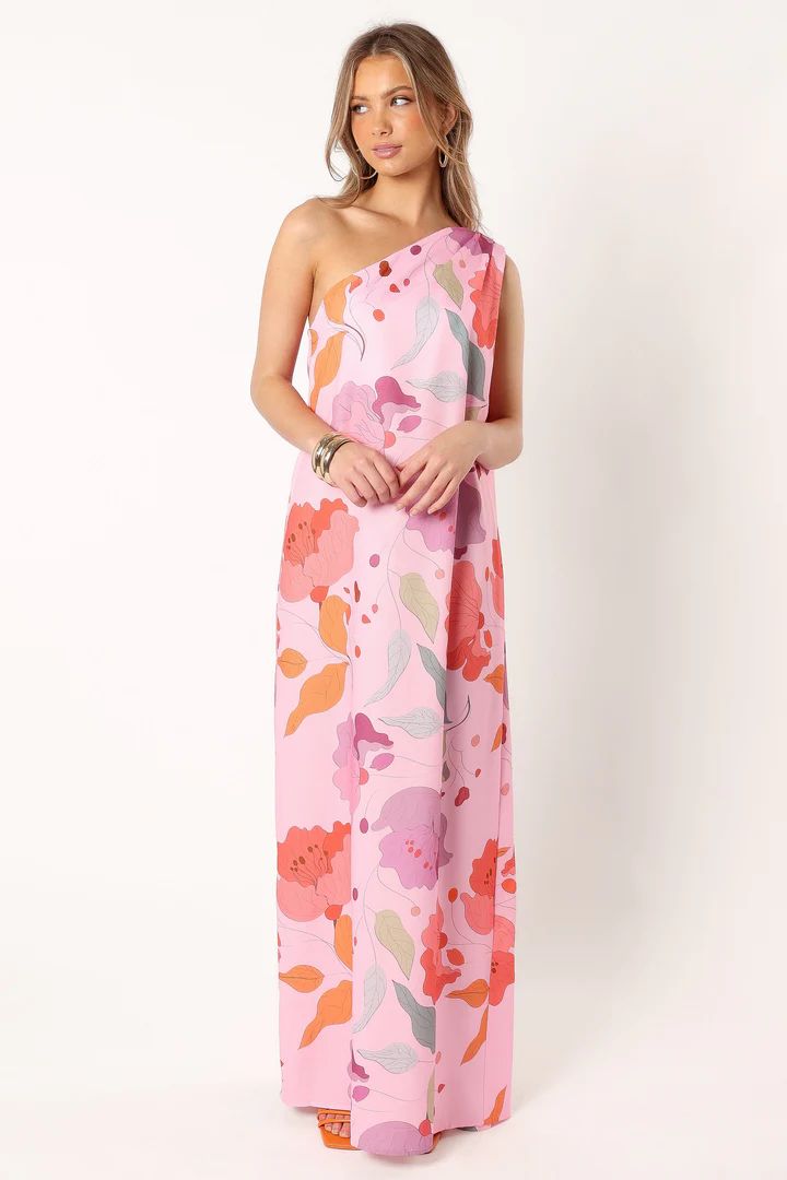 Tillie One Shoulder Maxi Dress - Pink Floral | Petal & Pup (US)