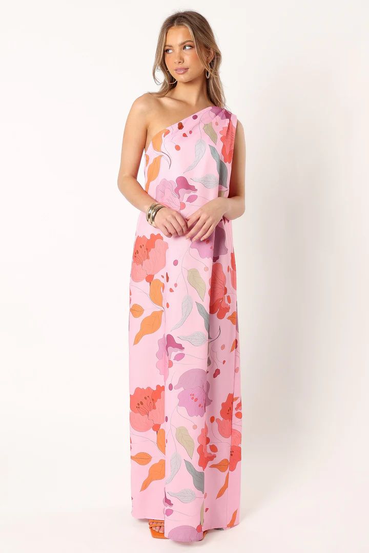 Tillie One Shoulder Maxi Dress - Pink Floral | Petal & Pup (US)