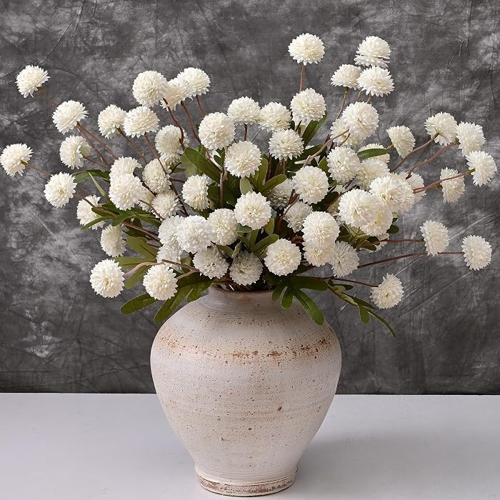 10pcs Fake Silk Pompon Mum Artificial Flowers, Bulk Faux Mini Chrysanthemums, for Centerpieces We... | Amazon (US)