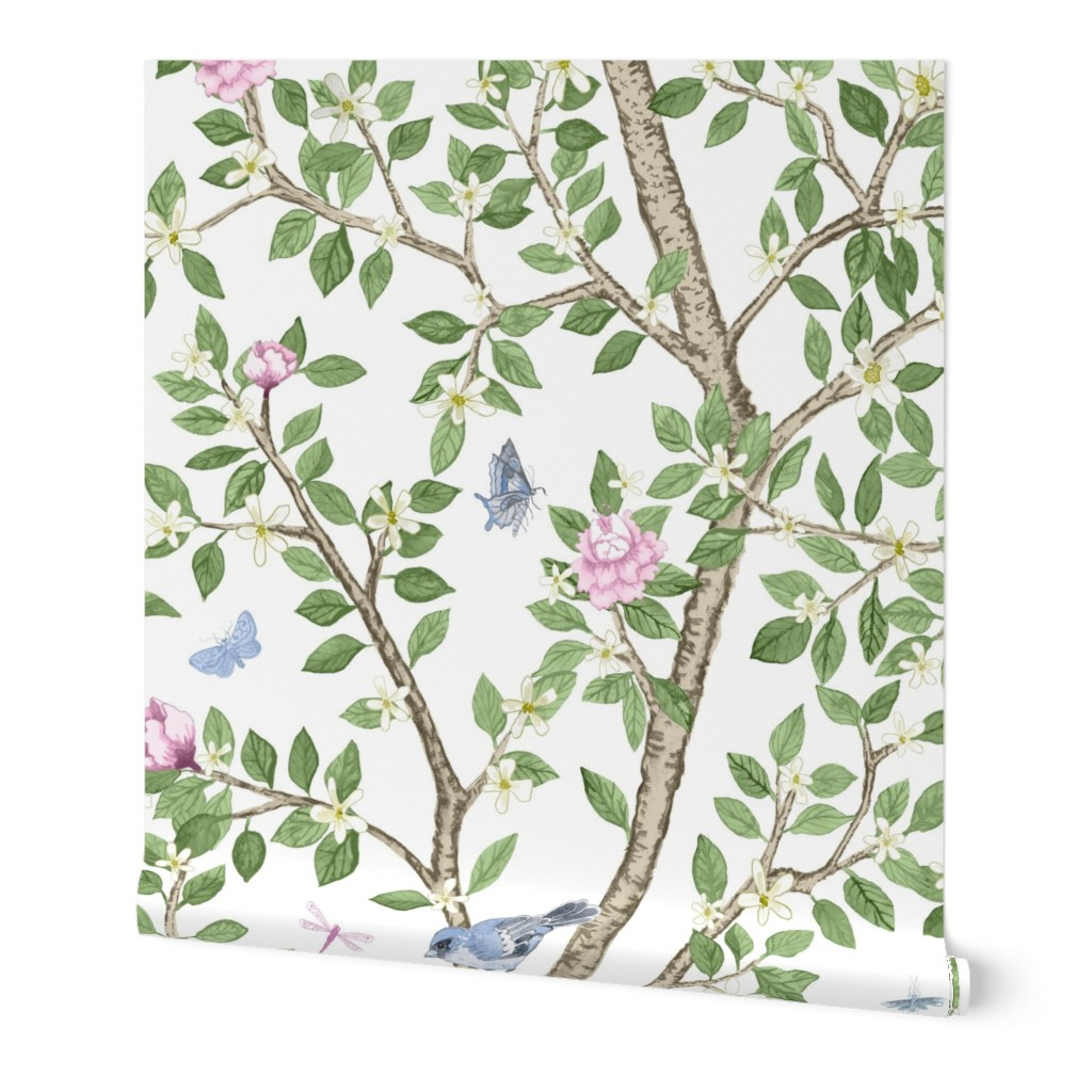 Wallpaper in White Elsie's Garden | Spoonflower