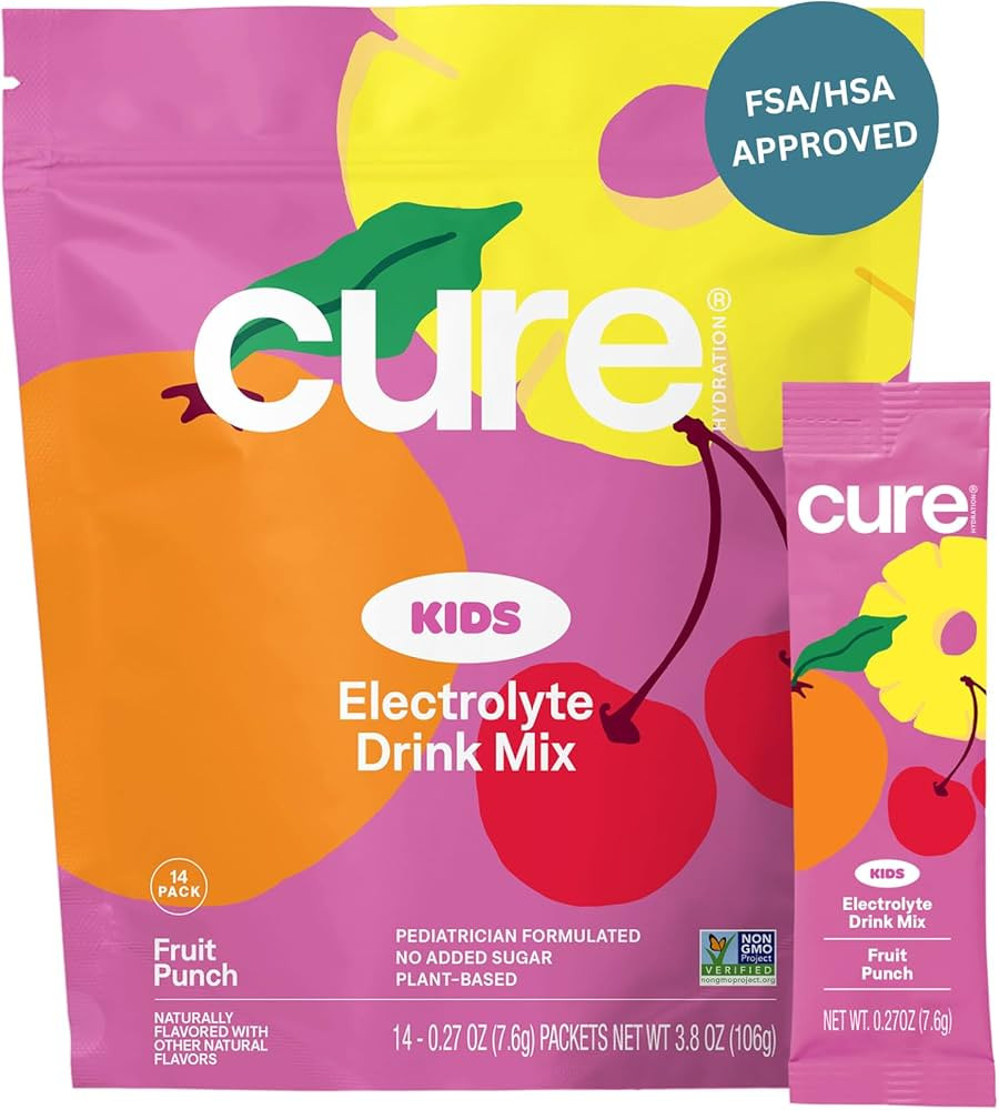 Cure Hydration - Kids Electrolyte Drink Mix | Plant-Based Pediatrician Formulated Rehydration | N... | Amazon (US)