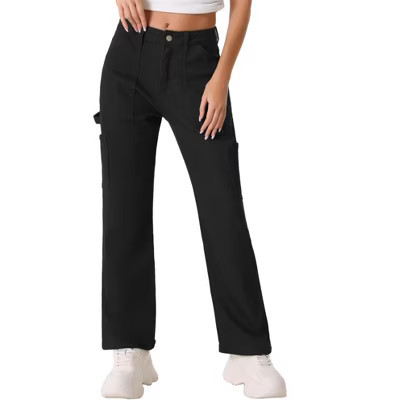 INSPIRE CHIC Women's High Waist Baggy Y2K Street Casual Fashion Cargo Pants with Pockets Black Small | Target