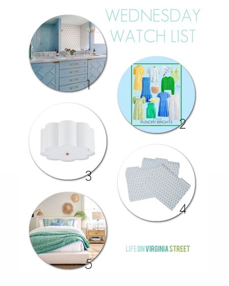 This week’s Wednesday Watch List includes some cute colorful spring outfits, an affordable scalloped flush mount light fixture, batik file folders, and the cutest blue and green block print bedding! Get more details here: https://lifeonvirginiastreet.com/wednesday-watch-list-410/.
.
#ltkhome #ltksalealert #ltkseasonal #ltkunder50 #ltkunder100 #ltkstyletip #ltkswim

#LTKSeasonal #LTKsalealert #LTKhome