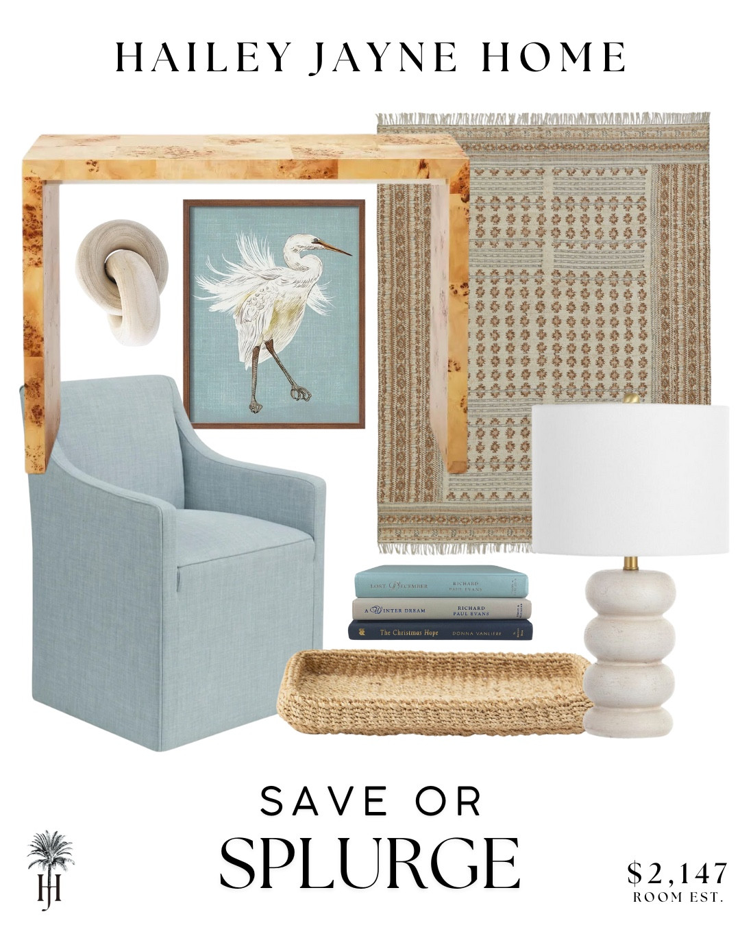 SAVE or SPLURGE. Whether you're simply practical or if you enjoy the finer things in life, these foyer concepts have a match for you. Stick to your budget or make room for some finer quality. Mix and match these high and low finds to create your perfect coastal space. 

Burlwood table. Natural lamps. Woven rugs. Book stack. Upholsterer chair. Bird painting. Foyer accessories  

#LTKParties #LTKHome #LTKStyleTip