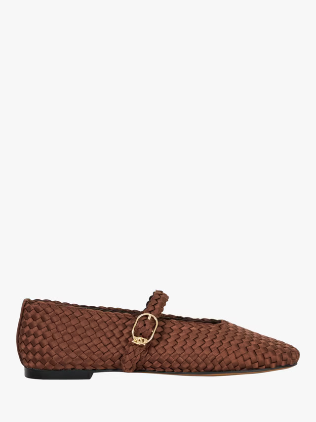Dune London Headline Woven Satin Ballet Flats, Brown | John Lewis (UK)