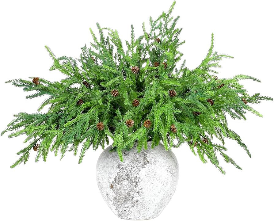 Yinder Xmas Norfolk Pine Branches with Pine Cones Norfolk Pine Artificial Xmas Branches for Xmas ... | Amazon (US)