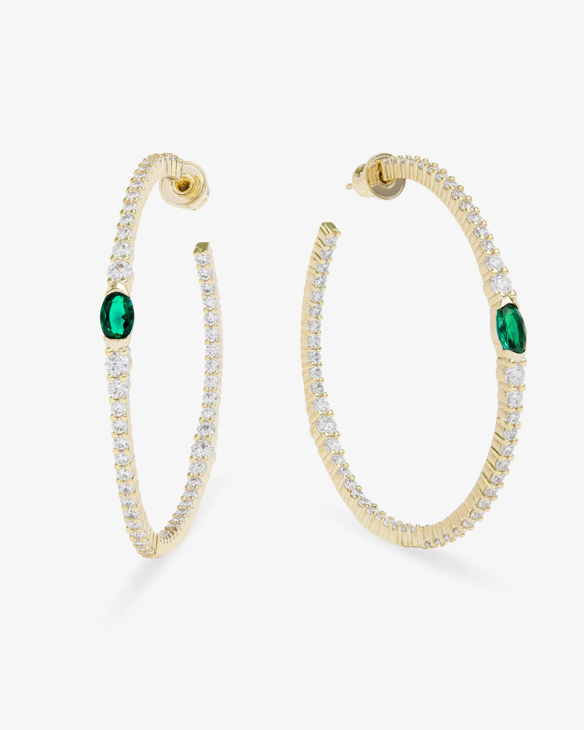 The Maven Hoops 2" - Gold|Emerald | Melinda Maria Jewelry