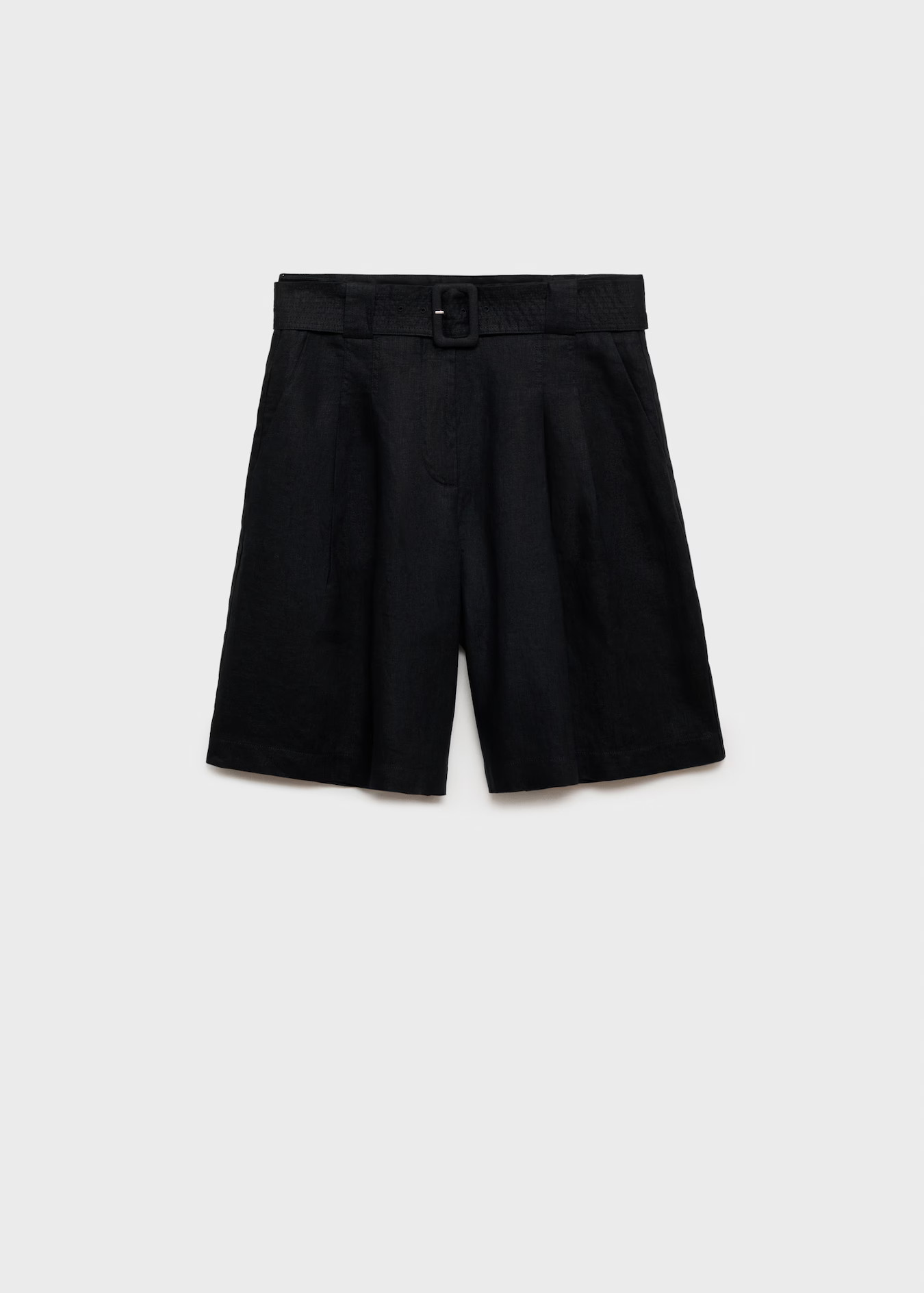 Belt linen-blend Bermuda shorts - Women | MANGO USA | Mango (US/MX/AU)