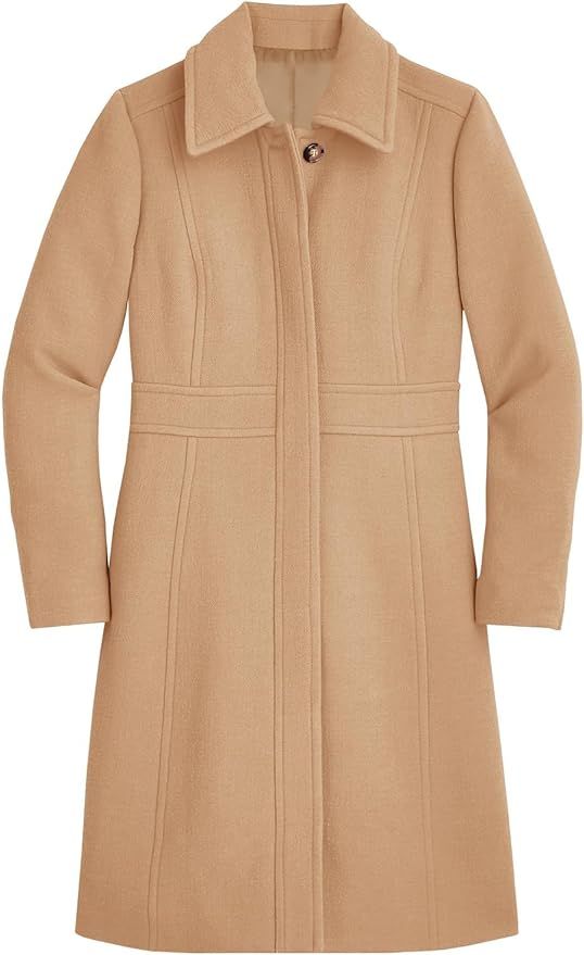Fisoew Women's Elegant Single Breasted Coat Long Sleeve Mid Winter Overcoat Work Office Pea Coats | Amazon (US)
