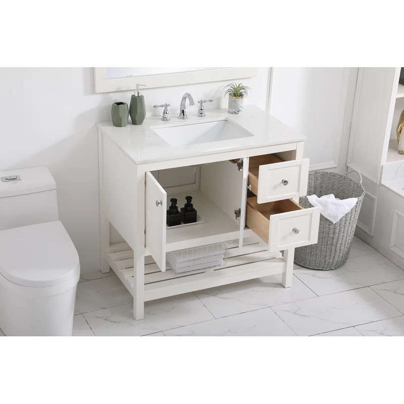 Magers 36'' Free Standing Single Bathroom Vanity with Calacatta Quartz Top | Wayfair North America