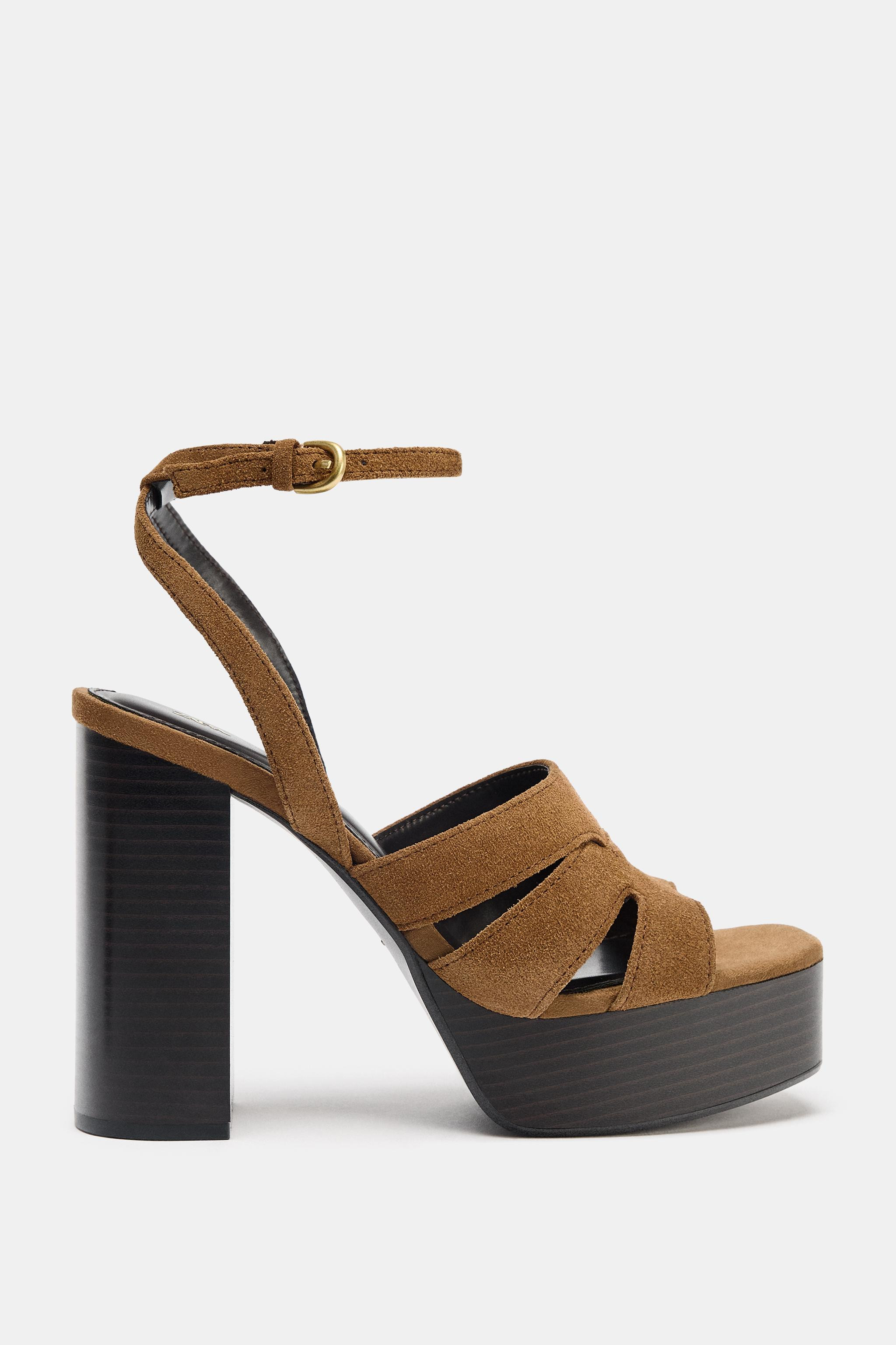 SPLIT LEATHER PLATFORM SANDALS | Zara US