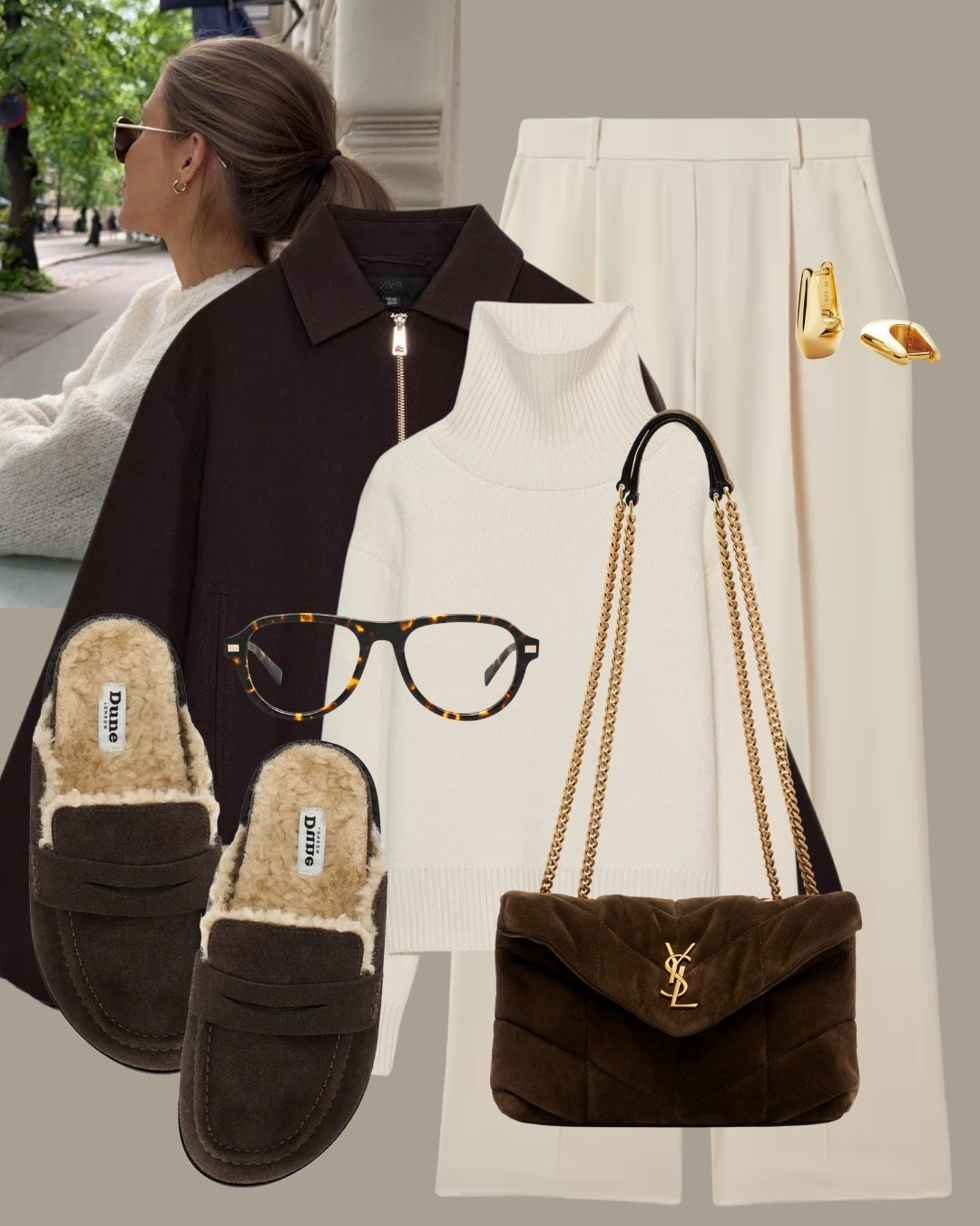 Chocolate brown jacket styling with the Dune Goldys 

#LTKspring #LTKuk #LTKeurope