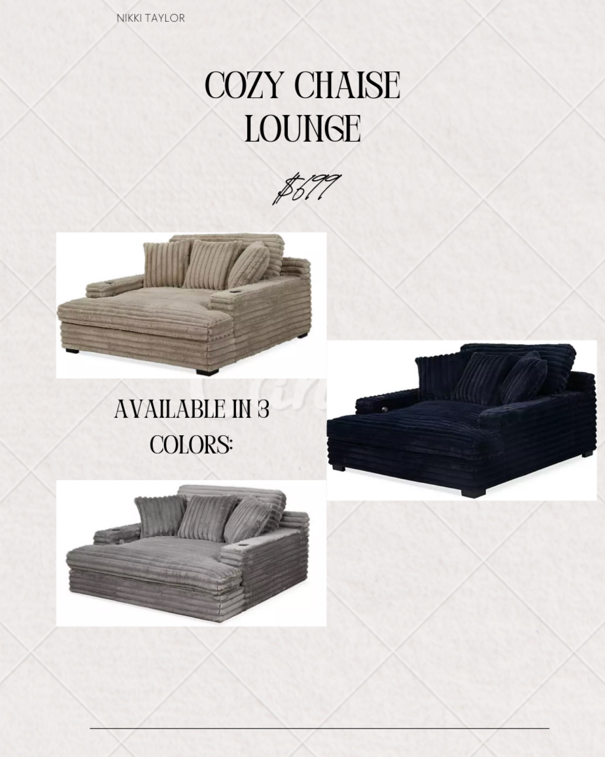 Cozy Chaise Lounge available in 3 colors! #chaise #cozyfinds #furniture #samsclub #furniture #chair #readingnook

#LTKHome