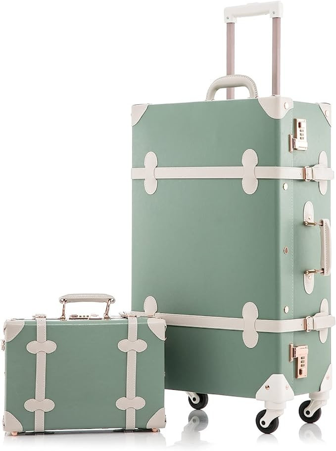 Amazon.com | Unitravel 2 Piece Vintage Luggage Set 26 inch Women Suitcase with 12 inch Cosmetic T... | Amazon (US)
