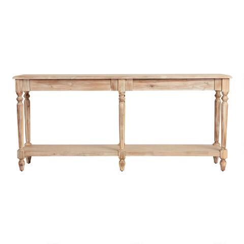 Everett Long Weathered Natural Wood Foyer Table | World Market