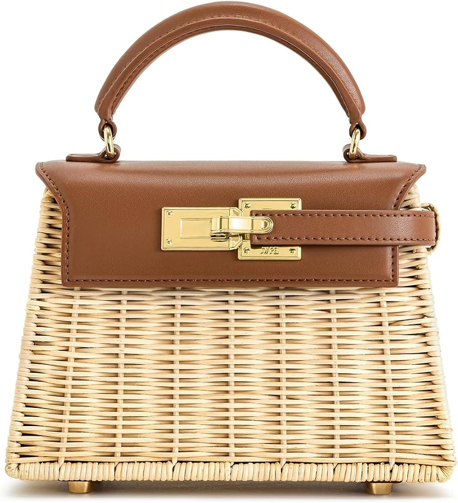 JW PEI Women's Elise Top Handle Bag, Brown Rattan, Small | Amazon (CA)