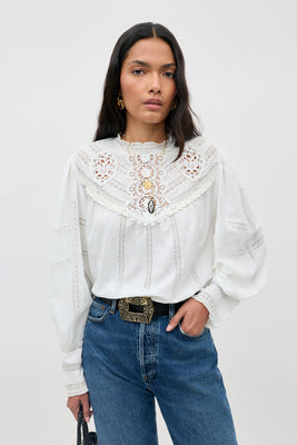 Tamzin Cotton Top in Cream | Rixo