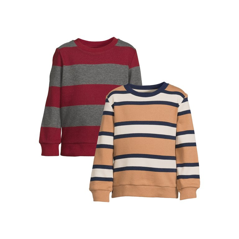 Wonder Nation Toddler Boy Striped Pullover Sweatshirt, 2-Pack, Sizes 12M-5T | Walmart (US)
