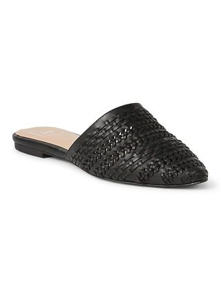 Gap Womens Flat Mules In Woven Leather Black Ink Size 10 | Gap US