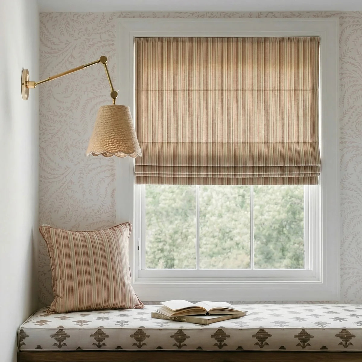 Avery Vertical Stripe Textured Custom Roman Shades | Curtarra