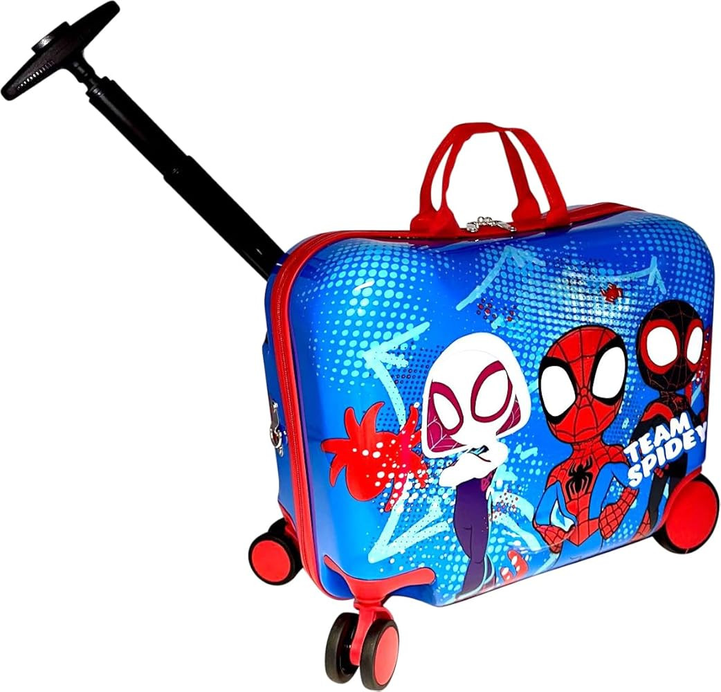 Fast Forward Ride-On 18" Suitcase For Kids/Tow-Along Toddler Carry-On Luggage With Wheels (Spidey... | Amazon (US)
